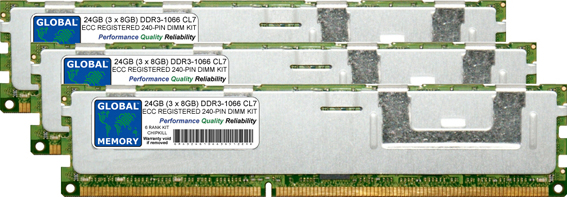 24GB (3 x 8GB) DDR3 1066MHz PC3-8500 240-PIN ECC REGISTERED DIMM (RDIMM) MEMORY RAM KIT FOR HEWLETT-PACKARD SERVERS/WORKSTATIONS (6 RANK KIT CHIPKILL)
